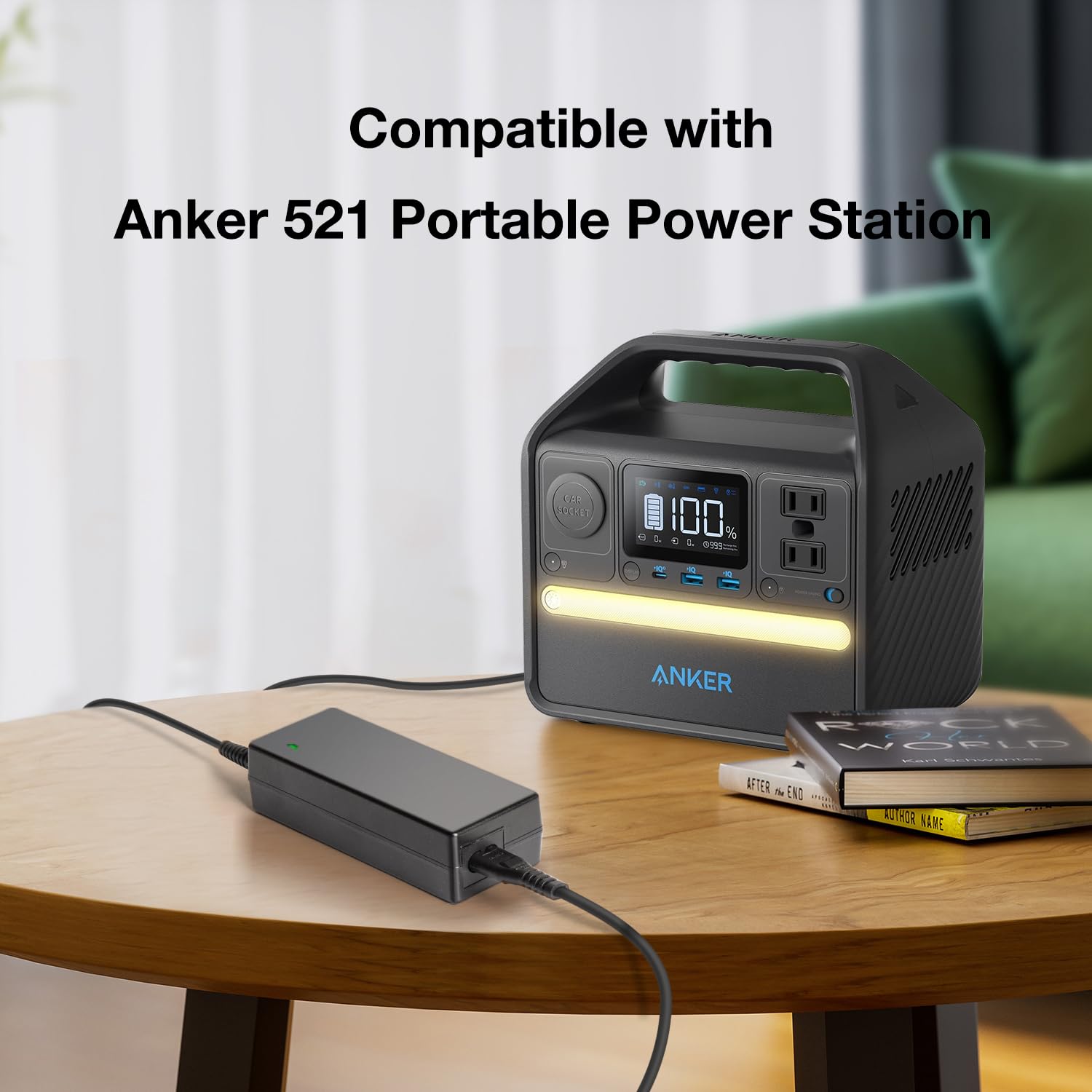 KFD Bloc d'alimentation 24 V 3,75 A 90 W compatible avec Anker Solix 521/523/533 & Bluetti EB3A/EB70/EB70S, générateur solaire, câble de charge DC24 V, pour camping et urgence