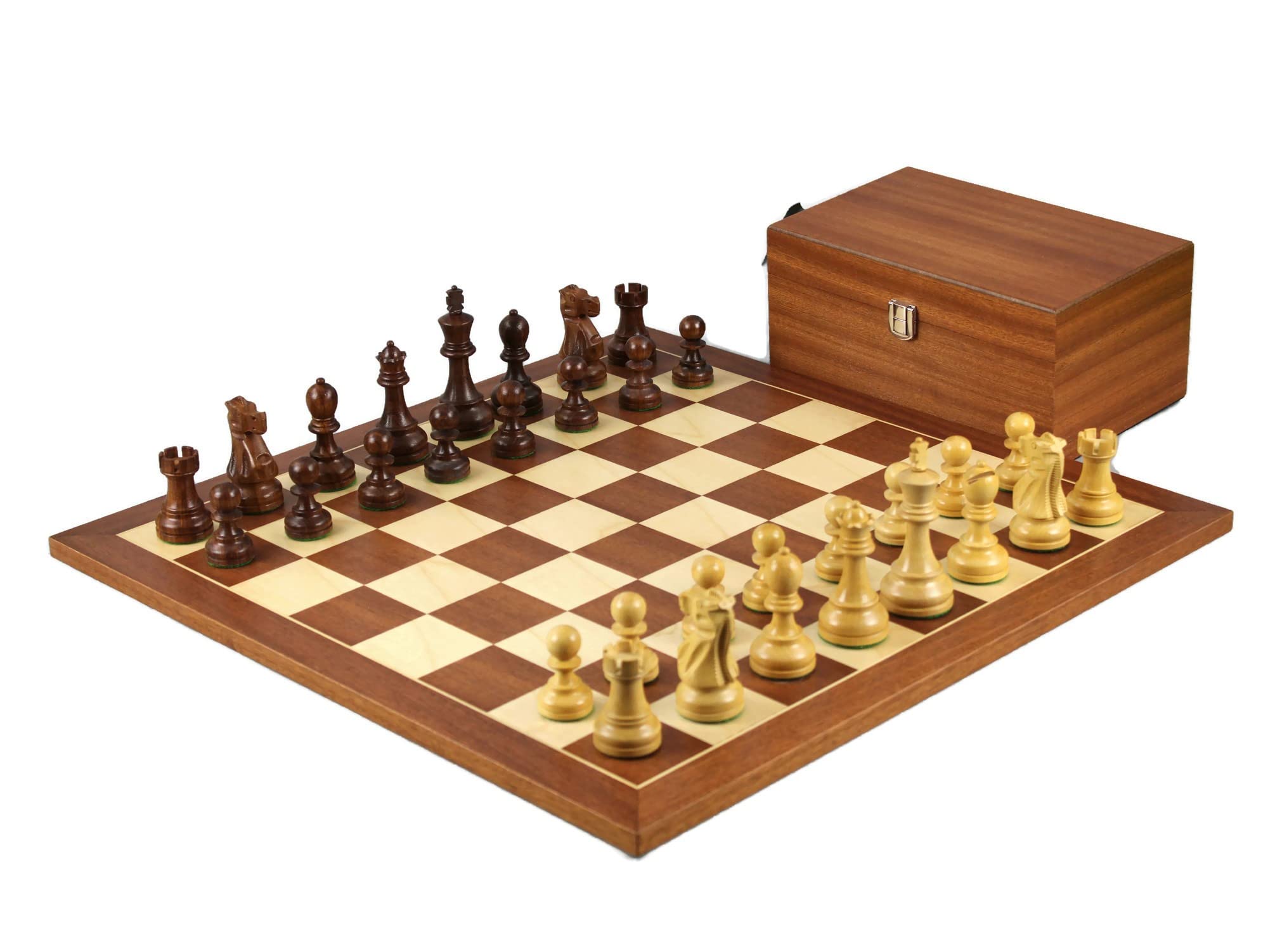 Set di scacchi in legno di mogano Tavola da 21 pollici ponderata Sheesham Reykjavik Staunton Pezzi 3.75 pollici