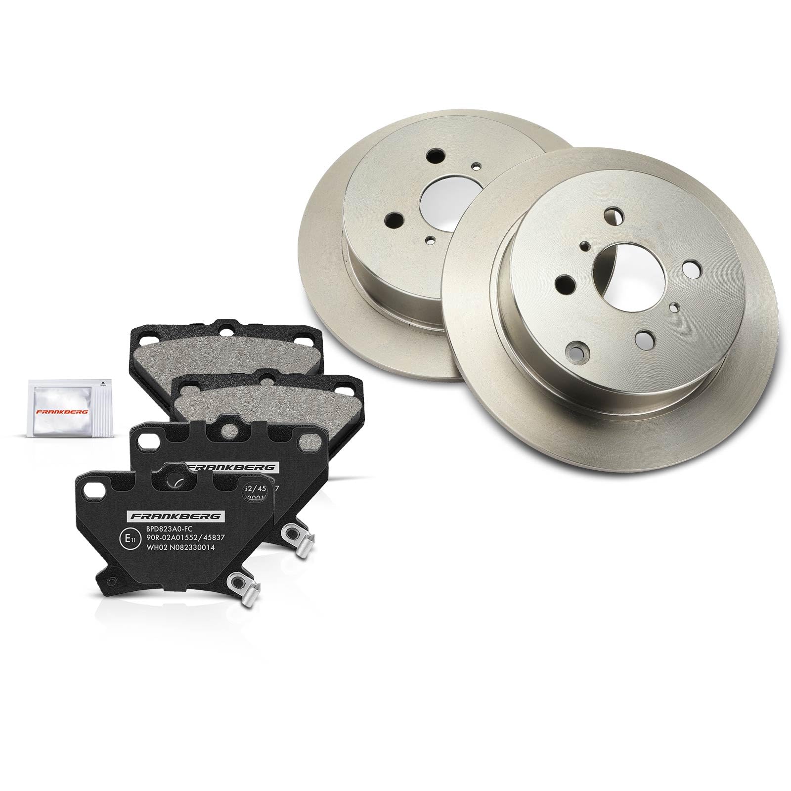 Frankberg Set freni incl. 2x Dischi Freno + 4x Pastiglie dei Freni Posteriore Compatibile con Yari.s Verso P2 Coroll.a E12 Coroll.a Verso E12 Replace# 0446652040, 0446652050