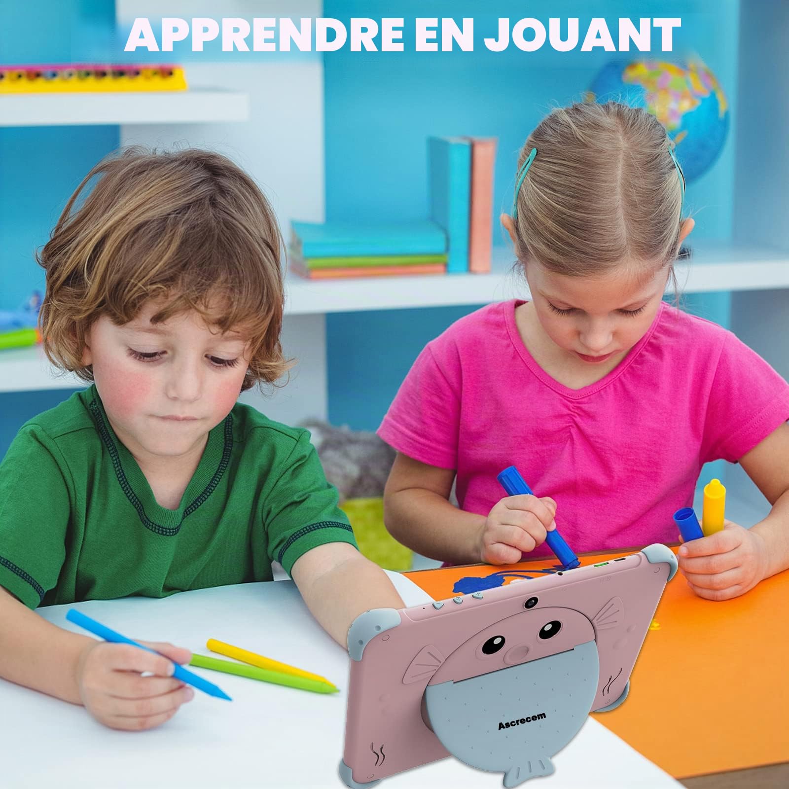 ascrecem Tablette Enfants KIDS707A-708 (Or Rose)