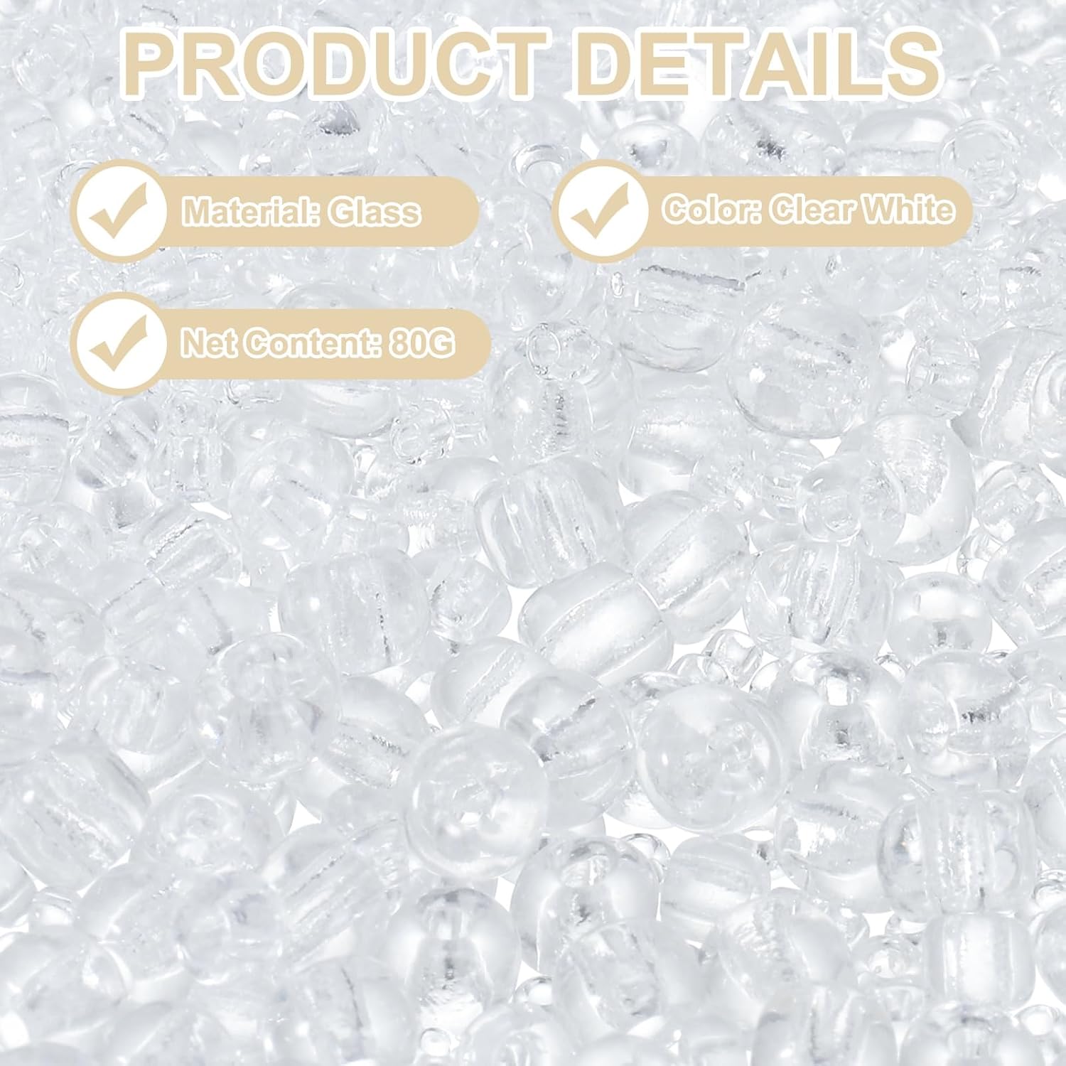 MECCANIXITY 15/0 11/0 8/0 6/0 Glass Seed Beads 5888PCS Clear White image 3