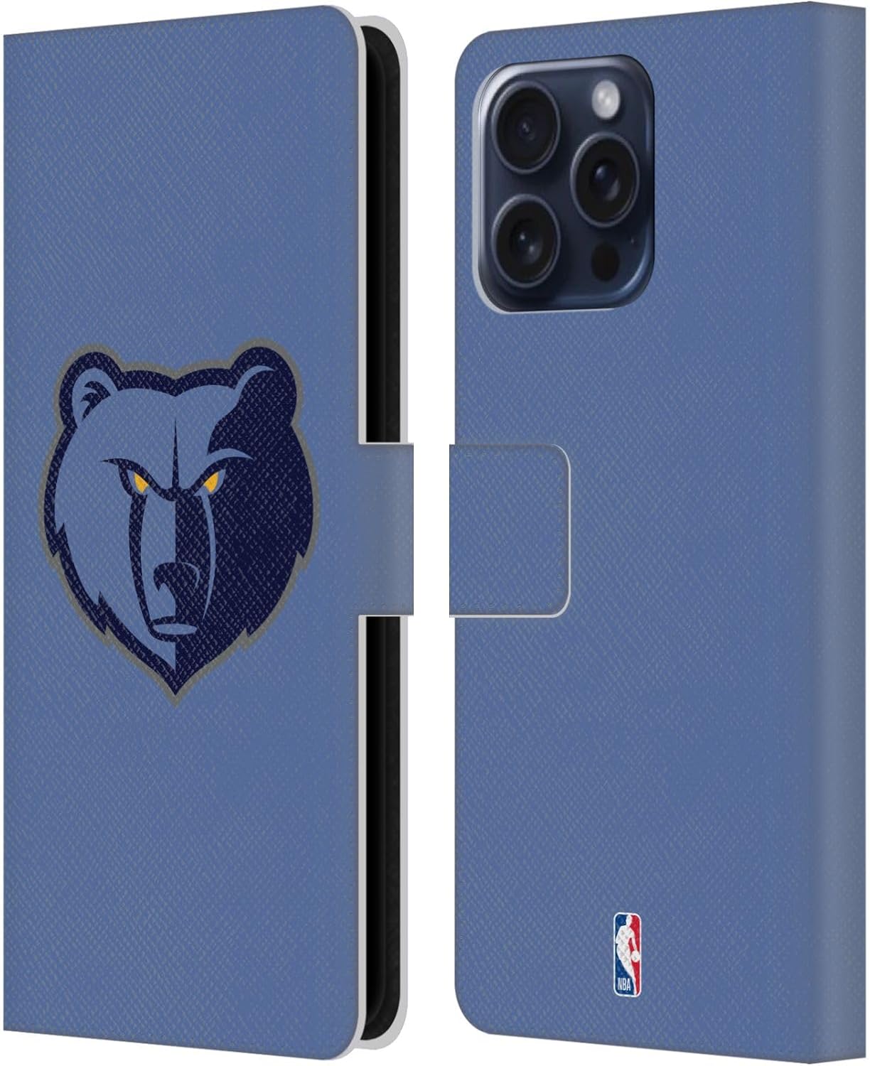 Head Case Designs Officially Licensed NBA Light Blue Memphis Grizzlies Logo Leather Wallet Case Compatible with Apple iPhone 16 Pro Max