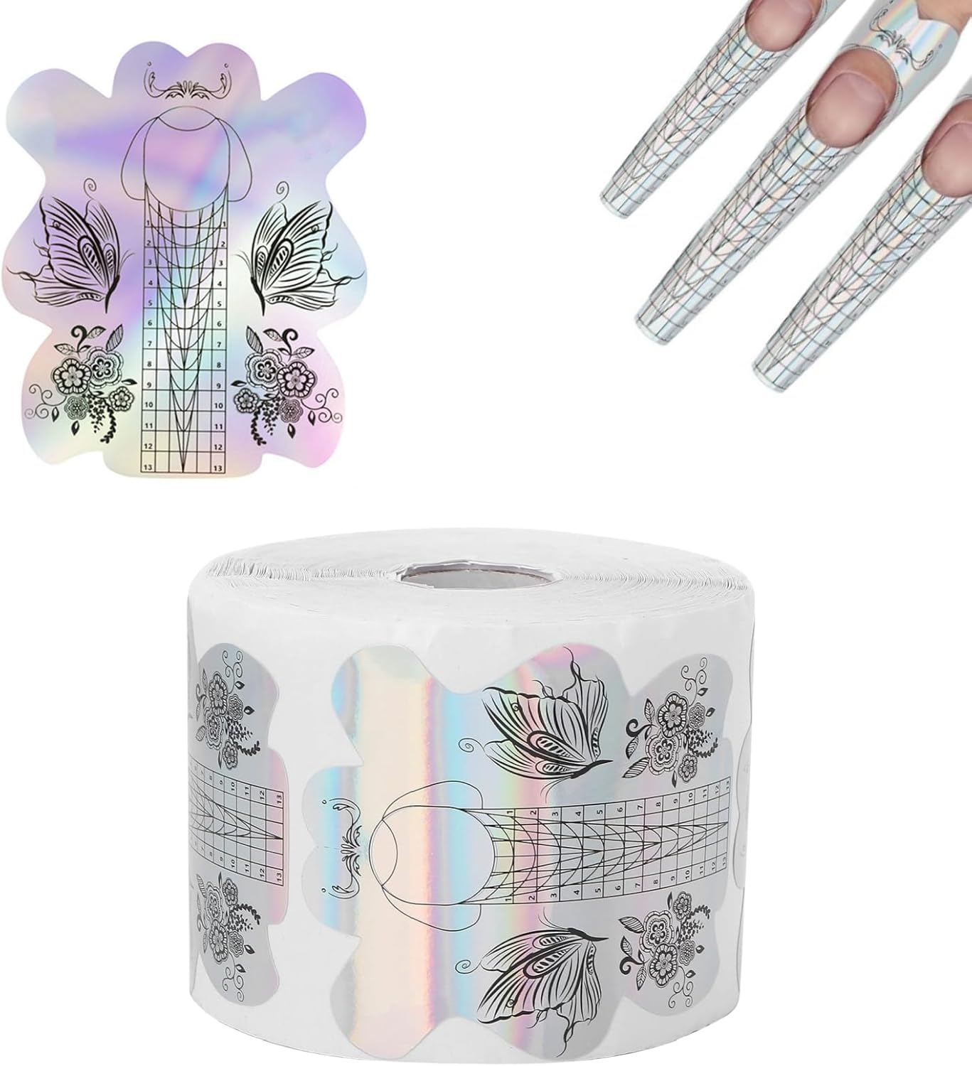 300pcs Nail Extension Sticker - Thicken Self Adhesive Nail Art Extension Sticker Nail Form Nail Art Form Nail Extension Form Beautiful Pattern Nail Gel Forms for Women