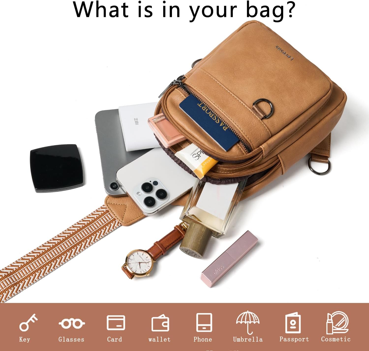 7L Sling Bag for Women Men Vegan Leather Crossbody Bags Fanny Pack Purse Backpack Over Shoulder Bag Travel Anti Theft - Image 7