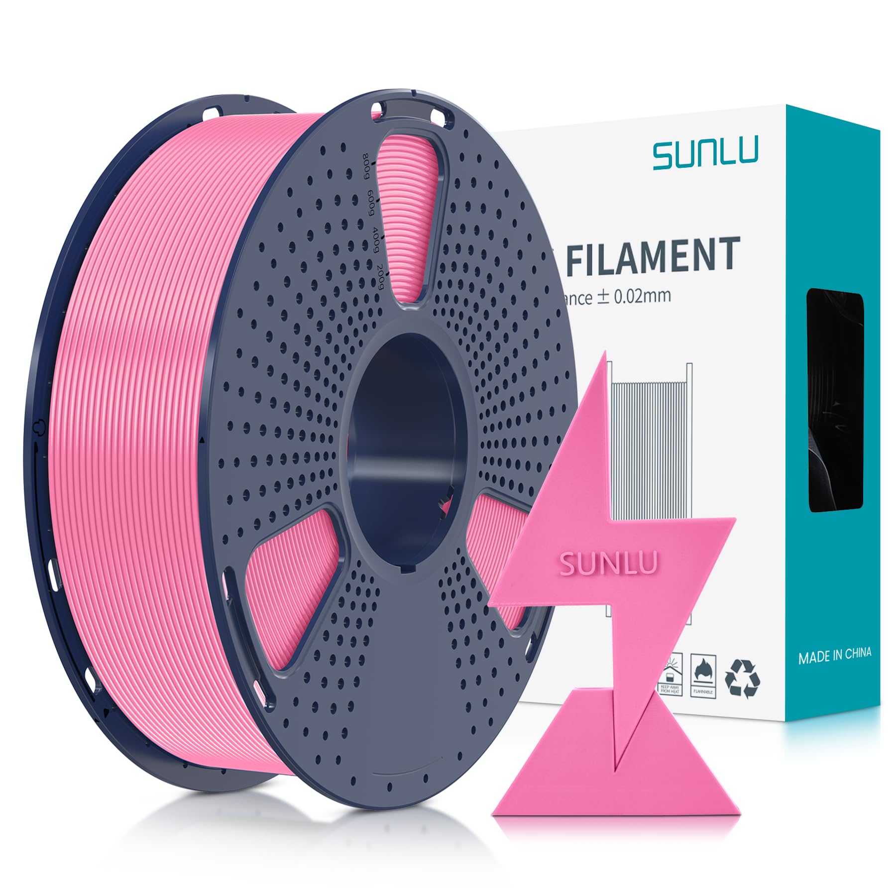 SUNLU High Speed 1.75mm PLA Filament, Up to 600mm/s Fast Printing, High Flow Speedy, Neatly Wound, Rapid HS-PLA, Dimensional Accuracy +/- 0.02mm, 1KG Pink