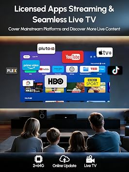 Portable 4K Projector Smart with WiFi6 Bluetooth, Auto Focus & Lens Retract, Triple Brightness, Dolby Audio, Movin OS 2.0 & Built-in Apps for Home Theater, Video Gaming Outdoor Viewing