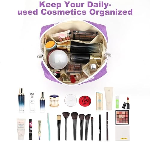 Miniatura 9 de Bolsa de cosméticos para mujer, bolsa de maquillaje confiable, espaciosa y portátil, versátil bolsa de aseo de viaje, organizador de accesorios,