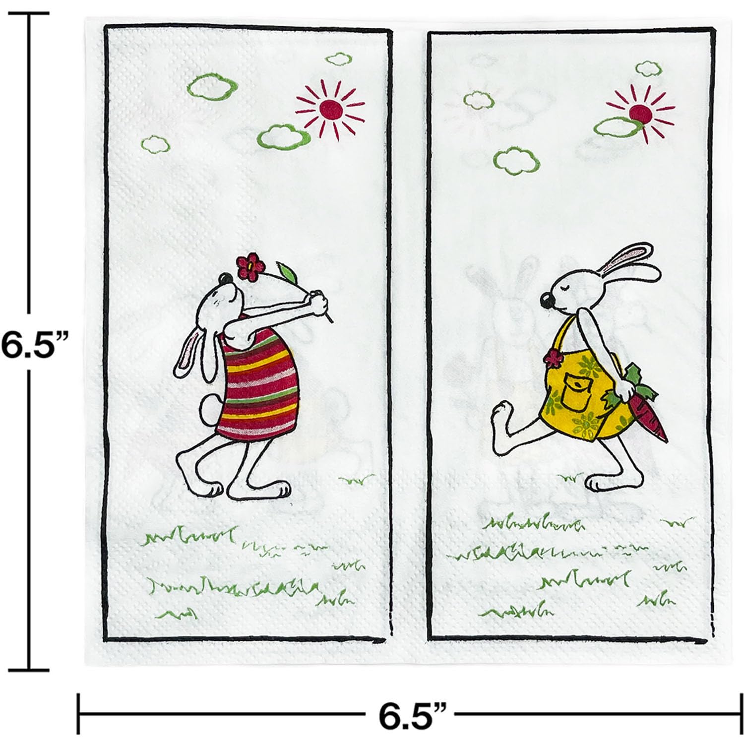 Servilletas Papel Conejo Rojo Amarillo Desechables Servilletas Decoupage Cocktail Cumpleaños 2 Capas Toilet Papel Higienico Decoración de Mesa para Bodas,Fiesta en el Jardín 30 Paquetes(33x33cm）