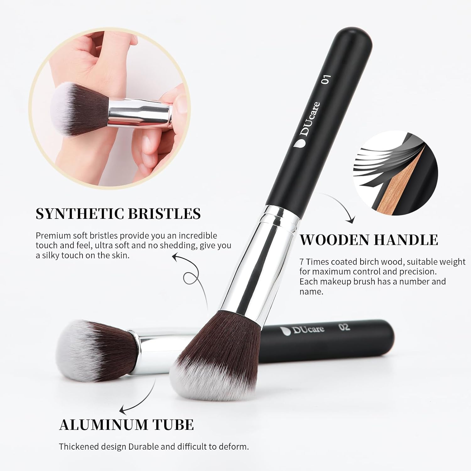 DUcare Makeup Brushes with Bag,15Pcs Christmas Makeup Brush Set Travel Kabuki Foundation Blending Blush Eyeliner Shadow Brow Concealer Brushes Kit - Image 6