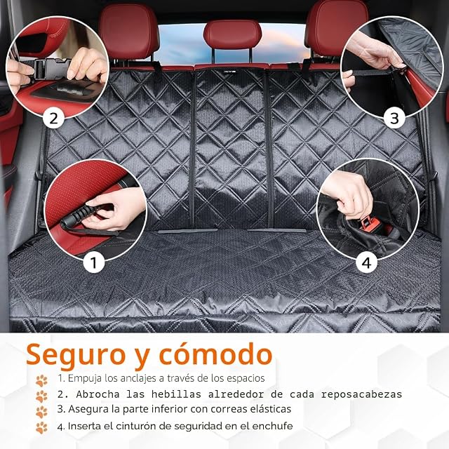 Foto 8 de 8 de KYG Funda Coche Perro Premium - Asiento Trasero Antideslizante, Impermeable y Fácil de Limpiar Funda Asiento…