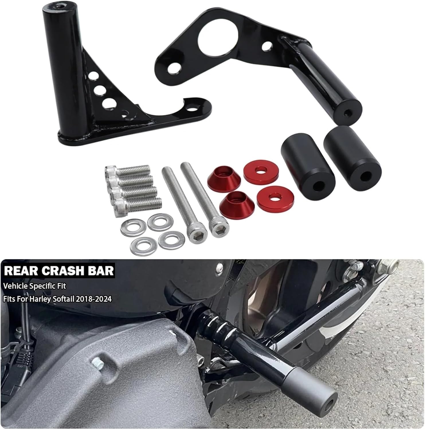Rear Frame Guard Passenger Peg Crash Bar Slider For Harley Softail Low Rider S/ST Street Bob 114 117 Fat Boy 2018-2024 Replacement