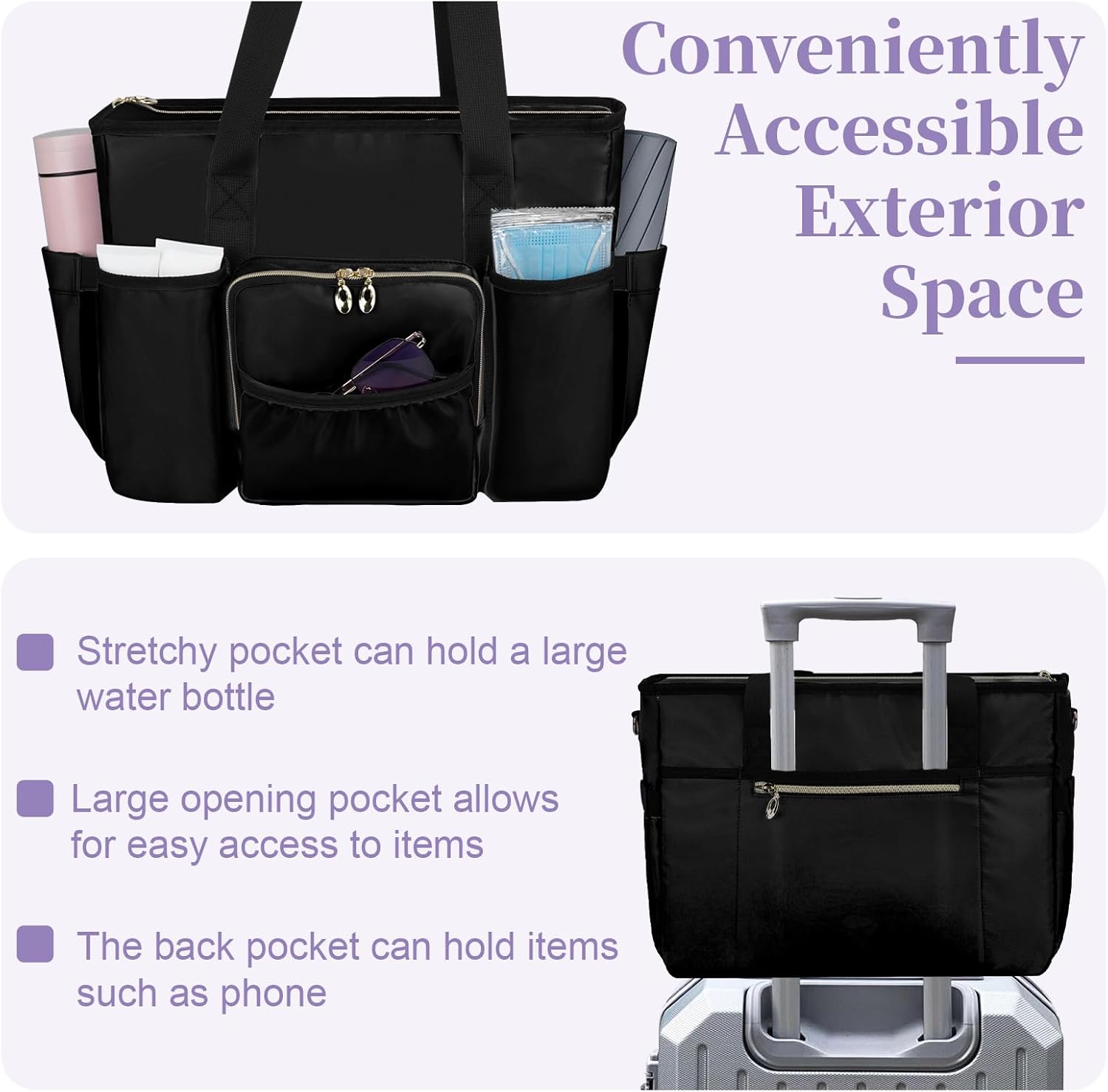 Nurse Bag, Work Bags with 15.6-inch Laptop Compartment, Teacher bag with Large Cup Holder, Nursing Tote Bag with Insulated Pocket for Nurses, Teachers, Students, and Professionals, Black