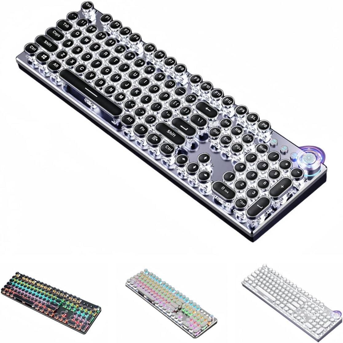 Blue Axis Gaming Keyboard, USB Wired Mechanical English Layout, RGB Illumination, Backlight, Typewriter Style, Retro, Waterproof, Dustproof, 87 Keys, Anti-collision, Small, Removable Keycap
