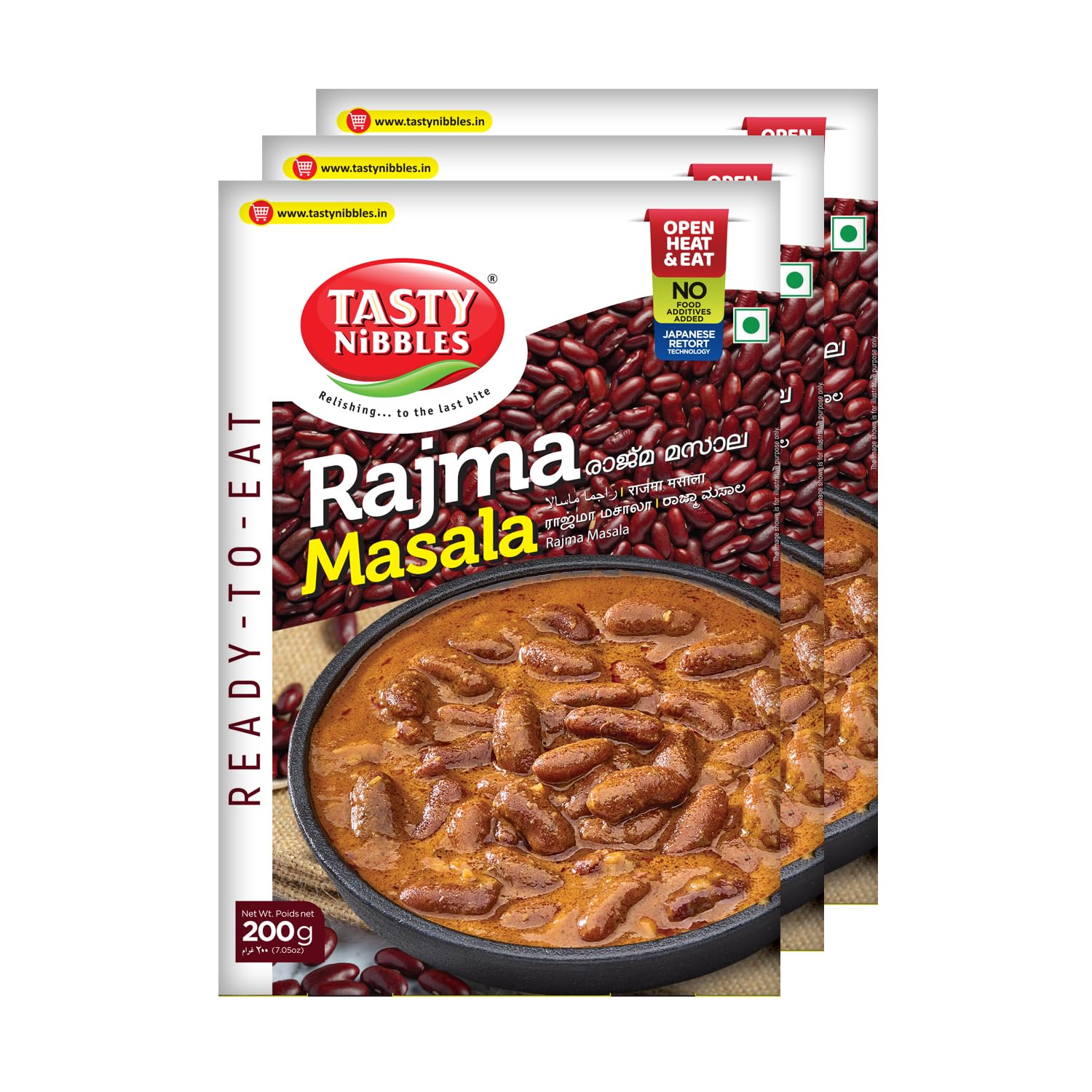 Tasty Nibbles Ready to Eat Rajma Masala 200g | Open Heat & Eat | Vegetarian | No Added Preservatives | Japanese Retort T