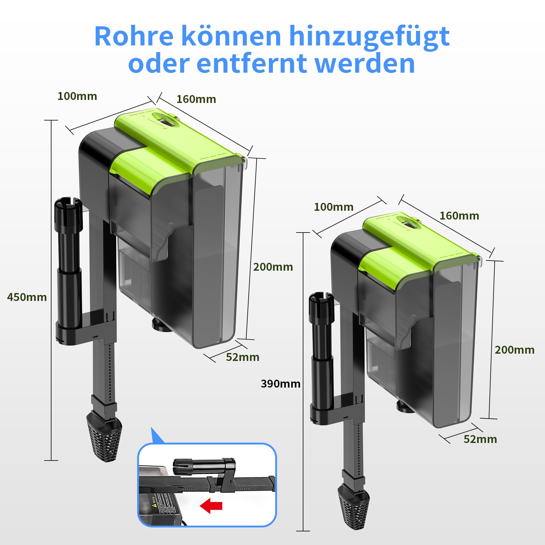 everfarel Filtro Esterno per Acquario，450 l/h Filtro con Pompa a Cascata per acquari, Flusso Regolabile 4 in 1 con UVC, Filtro a Cascata per acquari da 10 a 100 l