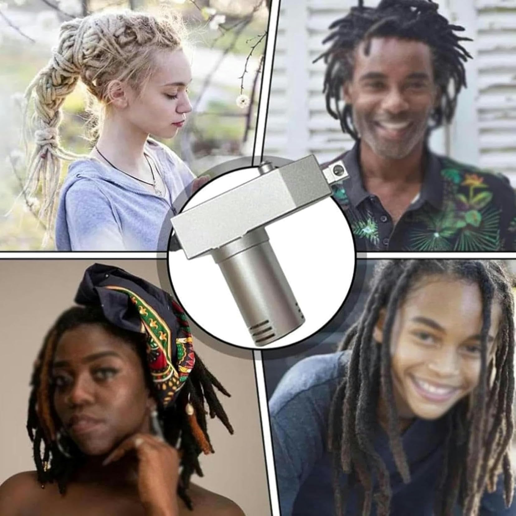 Kit de Herramientas para rastas, máquina de Ganchillo para Hacer rastas de Acero Inoxidable con 6 Cabezales, máquina eléctrica para Hacer Trenzas de Ganchillo con rastas