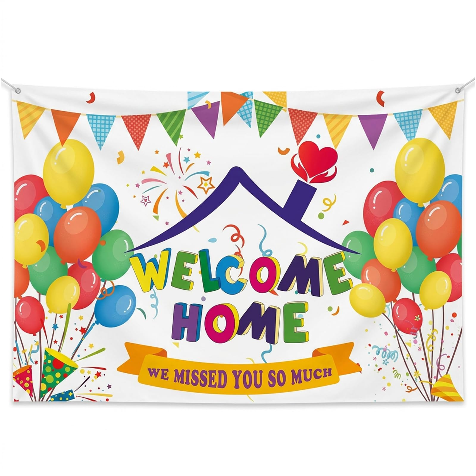 Welcome Home Banner, Welcome Back Banner for Family Reunions and Party Celebrations, Welcome Home Banners for Indoor and Outdoor Decor, 150x90 cm Polyester Material