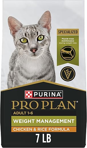 Purina Pro Plan Weight Control Dry Cat Food, Chicken and Rice Formula – 7 lb. Bag