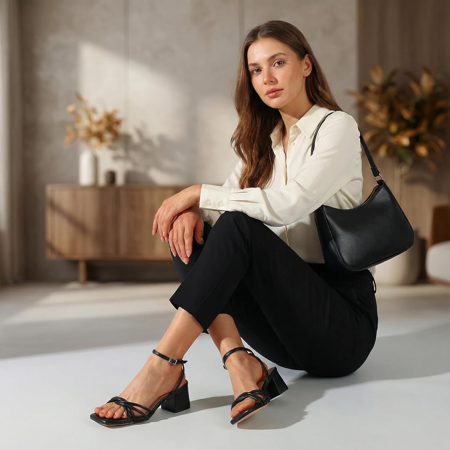 Strappy Heels for Women Square Open Toe Sandals Comfort Chunky Block High Heels Ankle Strap Wedding Bridal Party Prom Dress Shoes - Image 3