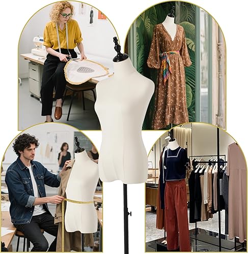 Miniatura 7 de Maniquí femenino, para colgar pantalones y faldas, maniquí de vestido con soporte, torso ajustable en altura para exhibición de ropa y joyería, para
