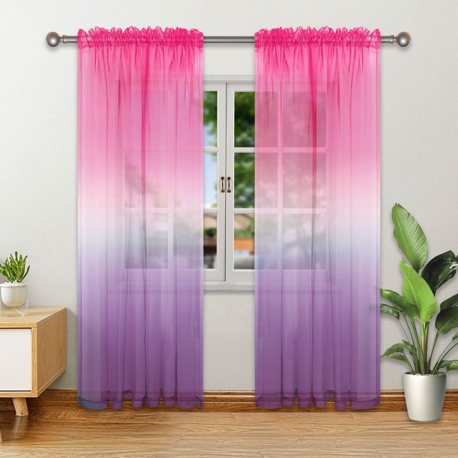 Voilage salon rose violet dégradé 132x183 rideau chambre moderne passants double vitrage