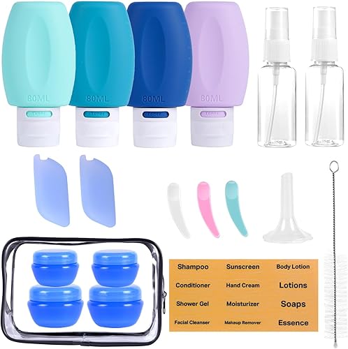Miniatura 1 de JaneJu - Botellas de viaje para artículos de tocador, aprobadas por la TSA, paquete de 19 unidades, 3 onzas, a prueba de fugas, kit de accesorios de