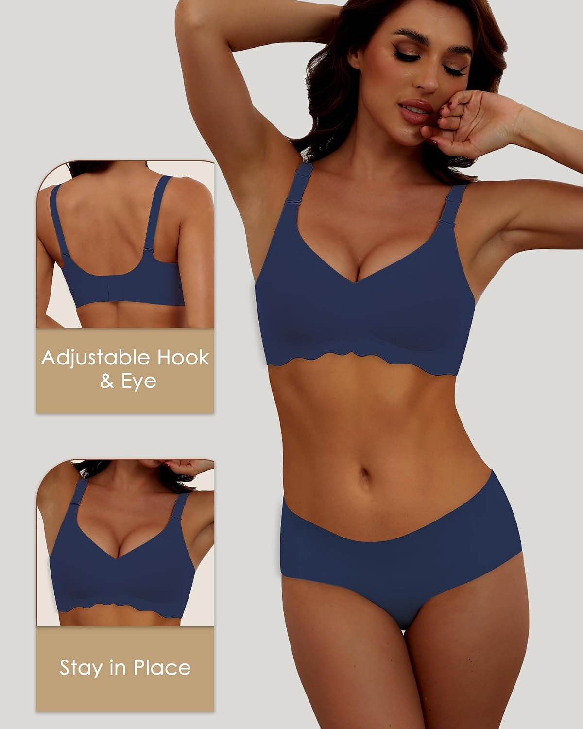 HORISUN Wireless T Shirt Bra Seamless Push Up Bralette Full Coverage V Neck Comfortable Bras for Women
