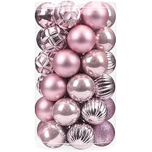 41ct Large Christmas Balls Shatterproof Hanging Decorations Set for Xmas Tree Garland Ornaments Pink, 2.36/60mm