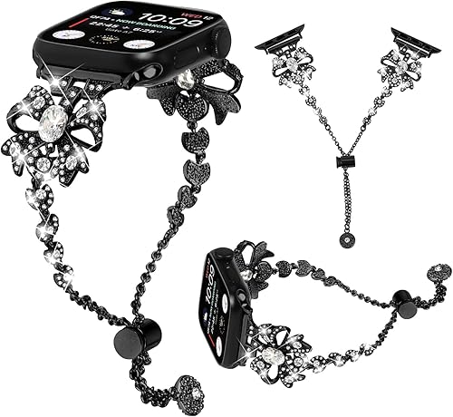 Miniatura 1 de Miimall Correa brillante compatible con Apple Watch de 1.496 in 1.575 in 1.614 in 1.654 in 1.732 in 1.772 in 1.929 in, correa de repuesto de metal