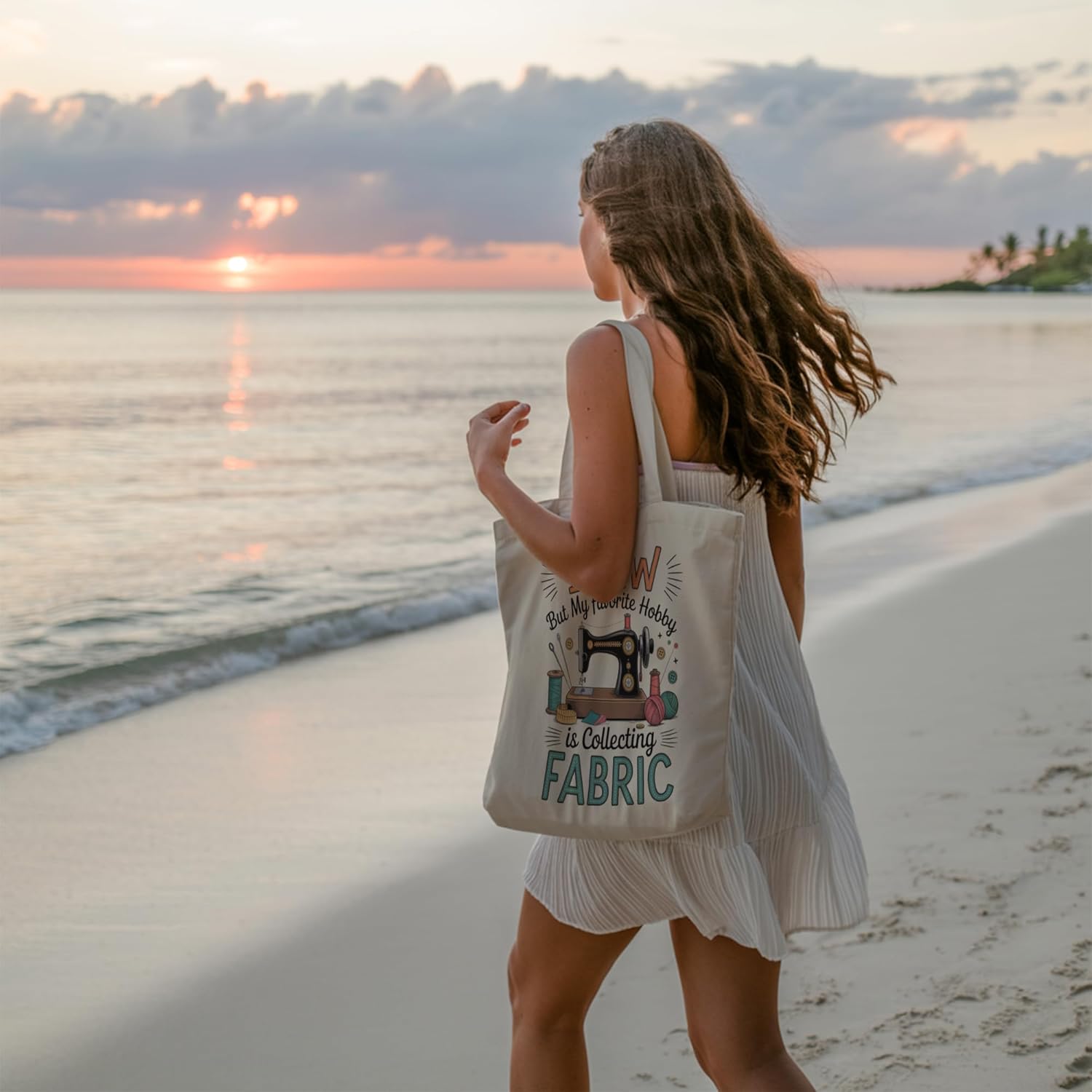 Aesthetic Canvas Tote Bag, Cute Reusable Bags for Women with Inner Pocket - Image 6