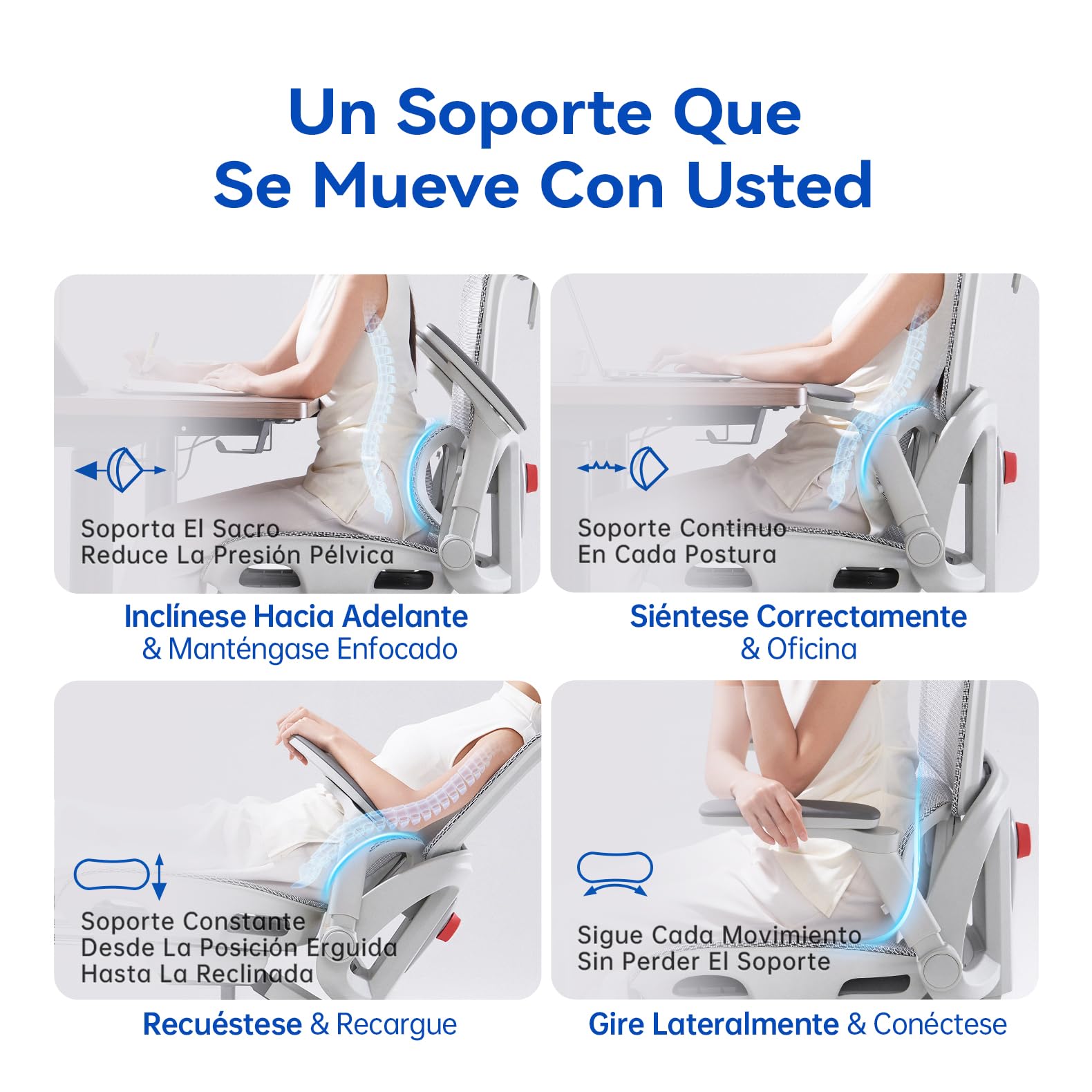 SIHOO B300 Pro Silla Ergonómica Oficina Soporte Lumbar Adaptativo, Blanco