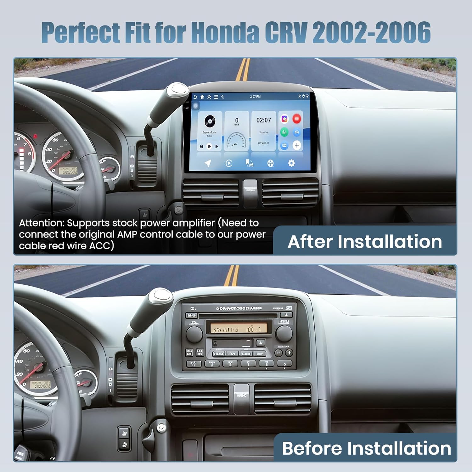 4+64G Android 15 Radio for Honda CRV 2002-2006, 9" Touchscreen for CRV Car Stereo, Wireless CarPlay/Android Auto, 5GHz WiFi, Bluetooth 5.0, EQ, GPS, 1280 * 720, Backup Camera