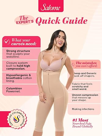 Salome Post Surgery Compression Garment Body Shaper | Tummy Control Capri Shapewear Butt Lifting Lipo Fajas Colombianas