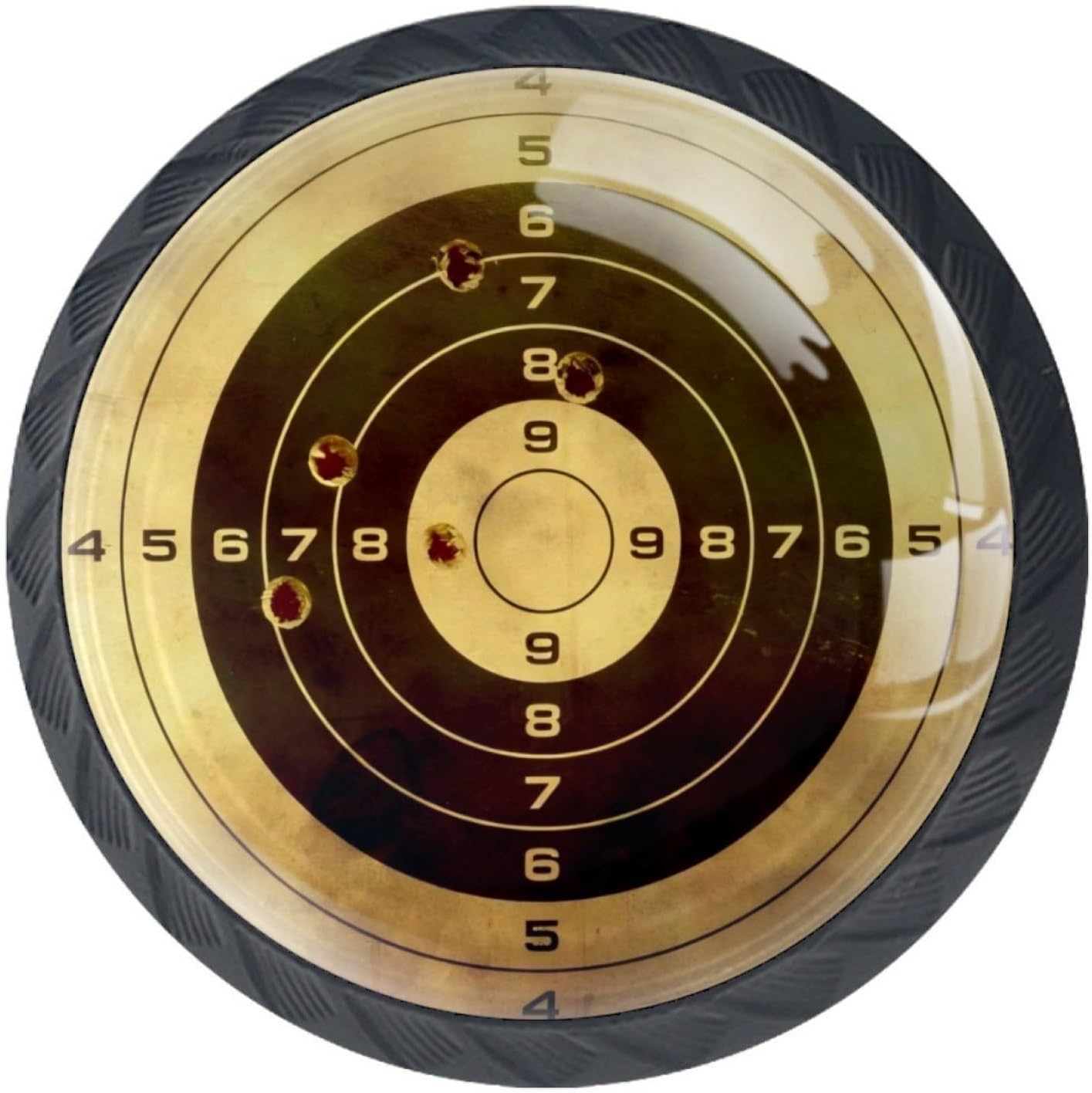 Vintage Gun Target 4 Pack Black Drawer Handles Clear Cabinet Handles ABS Glass Gun Target Drawer Pulls with Screws Hardware for Bathroom, Kitchen and Furniture