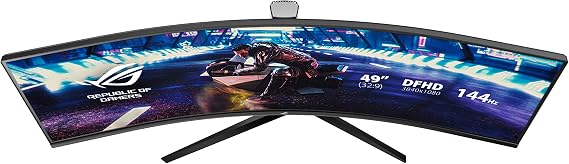 ASUS ROG Strix XG49VQ 49inç Kavisli Oyun Monitörü, Curved Gaming Monitor VA, Aura, RGB, Freesync 2 HDR, DFHD, 3840X1080 Piksel, 1 ms, 144 Hz, DP, HDMI, USB, MM, Vesa, 3 Yıl Ultra-Wide HDR, Düşük Mavi Işık, Yükseklik Ayarı