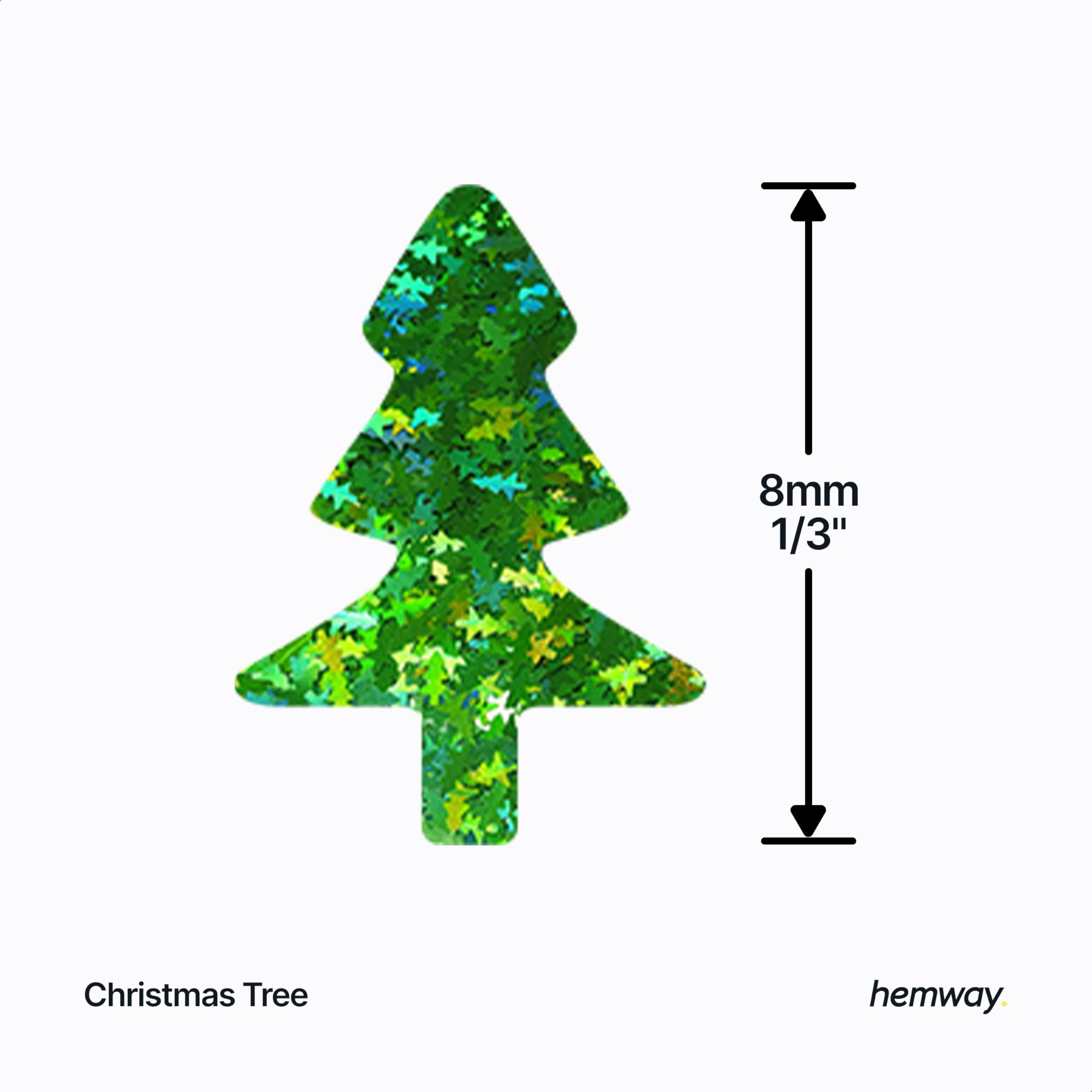 Hemway Craft Glitter Christmas Tree Shape, 50g, Emerald Green Holographic, Christmas Tree - Emerald Green Holographic, 50g / 1.8oz - Image 3