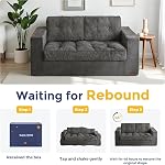 MAXYOYO Bean Bag Chair for Adults, Upholstered Floor Sofa Loveseat Boneless Couch with Pillow, Large Bean Bag Couch for Bedroom Living Room, Sofa in A Box, Dark Grey