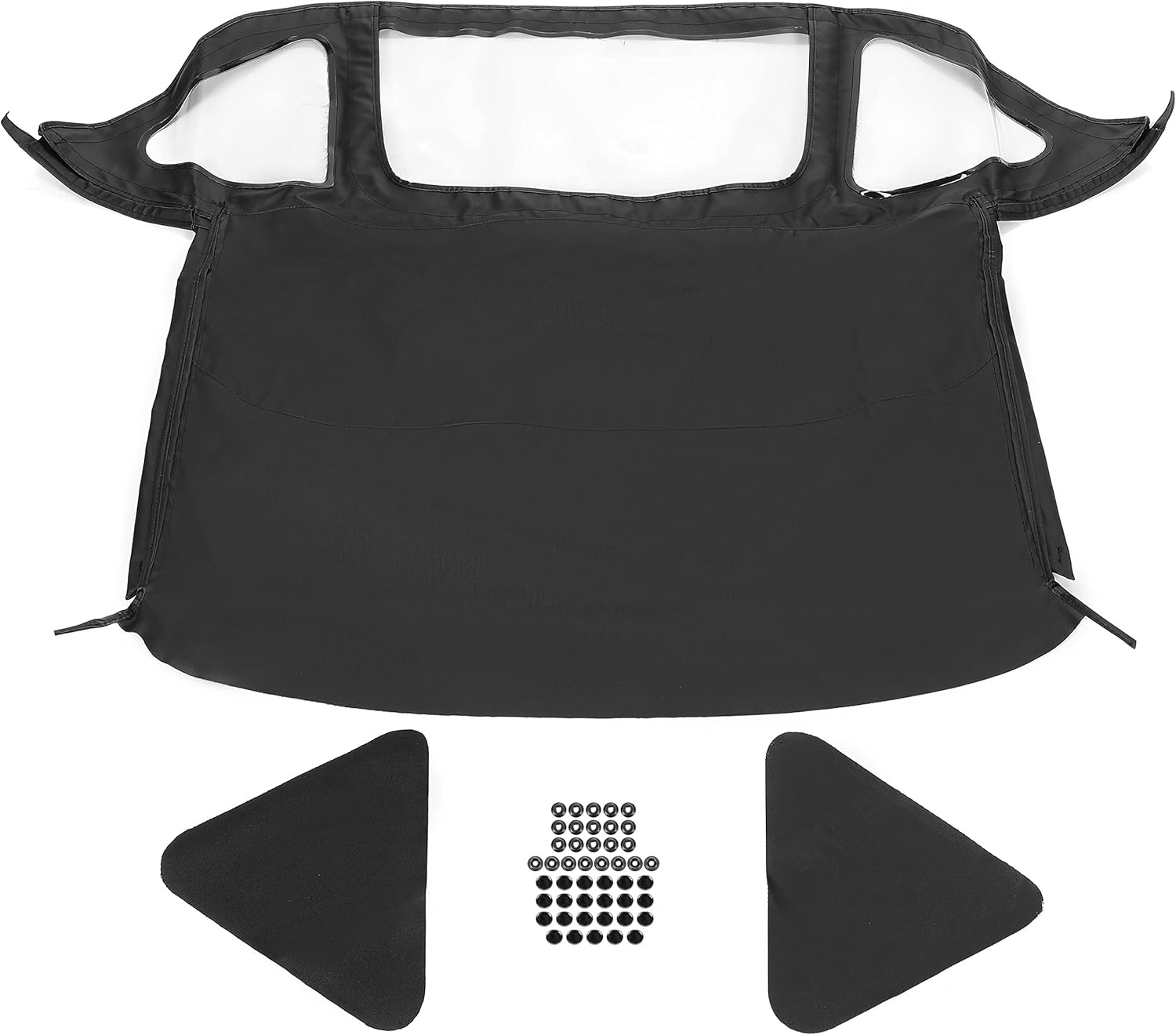 KUAFU Convertible Soft Top Replacement Compatible with 1971-1981 Triumph Spitfire Soft Roof w/Clear Plastic Window Sailcloth Vinyl - Black