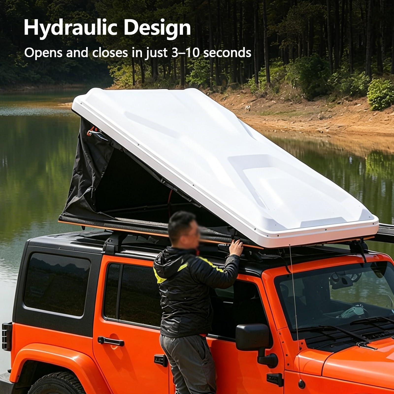 Tenda Da Tetto Rigida, Tenda Da Auto Ventilata Per Campeggio Da 1-3 Persone, Design Idraulico, Vista Spettacolare, Per Camion, SUV, Furgoni E Roulotte