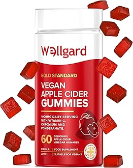 Vegan Apple Cider Vinegar Gummies, Gold Standard 1000mg ACV Gummies with Vitamin C, Chromium and Pomegranate, Non-GMO, Gluten-Free & Gelatine-Free
