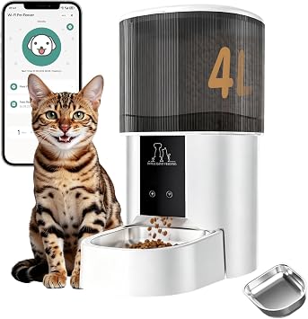 2.4G WiFi Automatic Cat Feeder, 4L/17 Cups Smart Food Dispenser