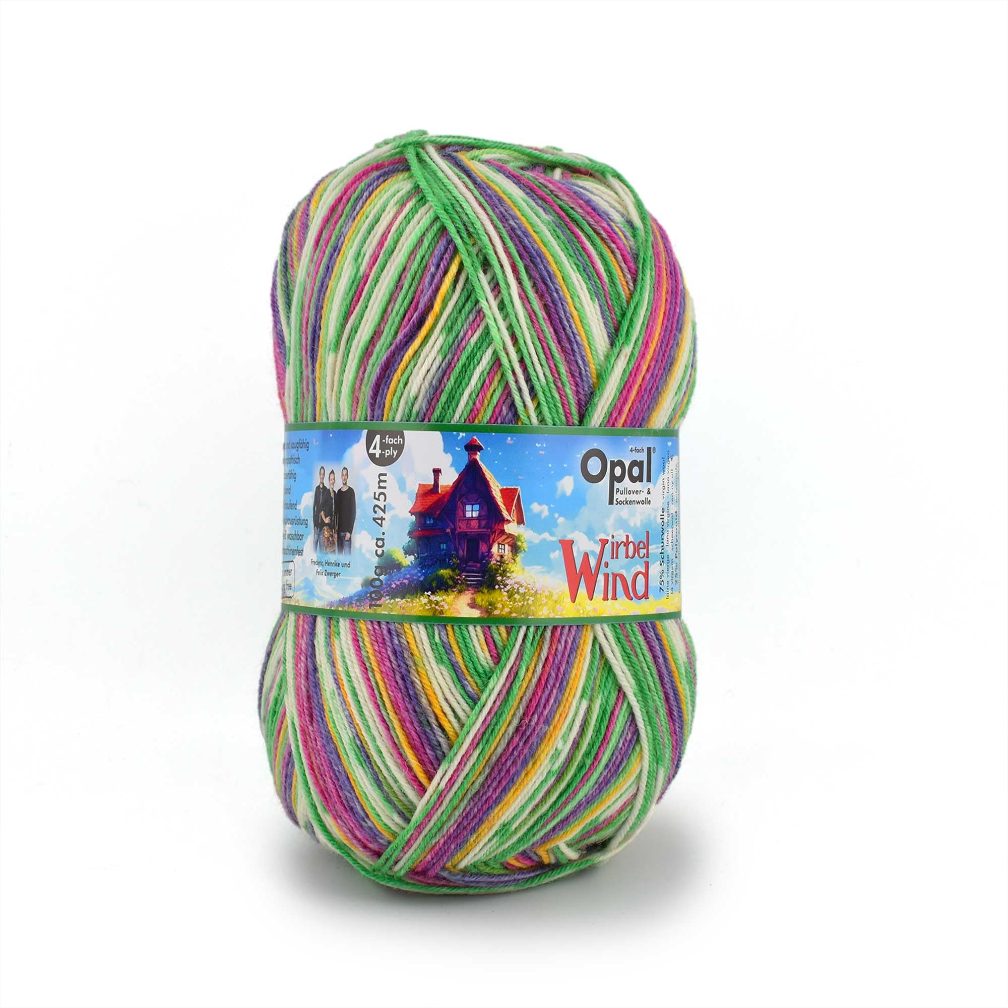 Opal Wirbelwind (425m) 4-Ply Yarn - Wool-Blend, for Knitting Warm Socks with Unique Colour Patterns, 11470, 1 x 100g