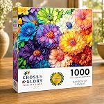 Cross & Glory - Rainbow of Flowers - 1000 Piece Jigsaw Puzzle for Adults | Stunningly Vibrant Colors | Challenging Brain Exercise for Puzzle Lovers