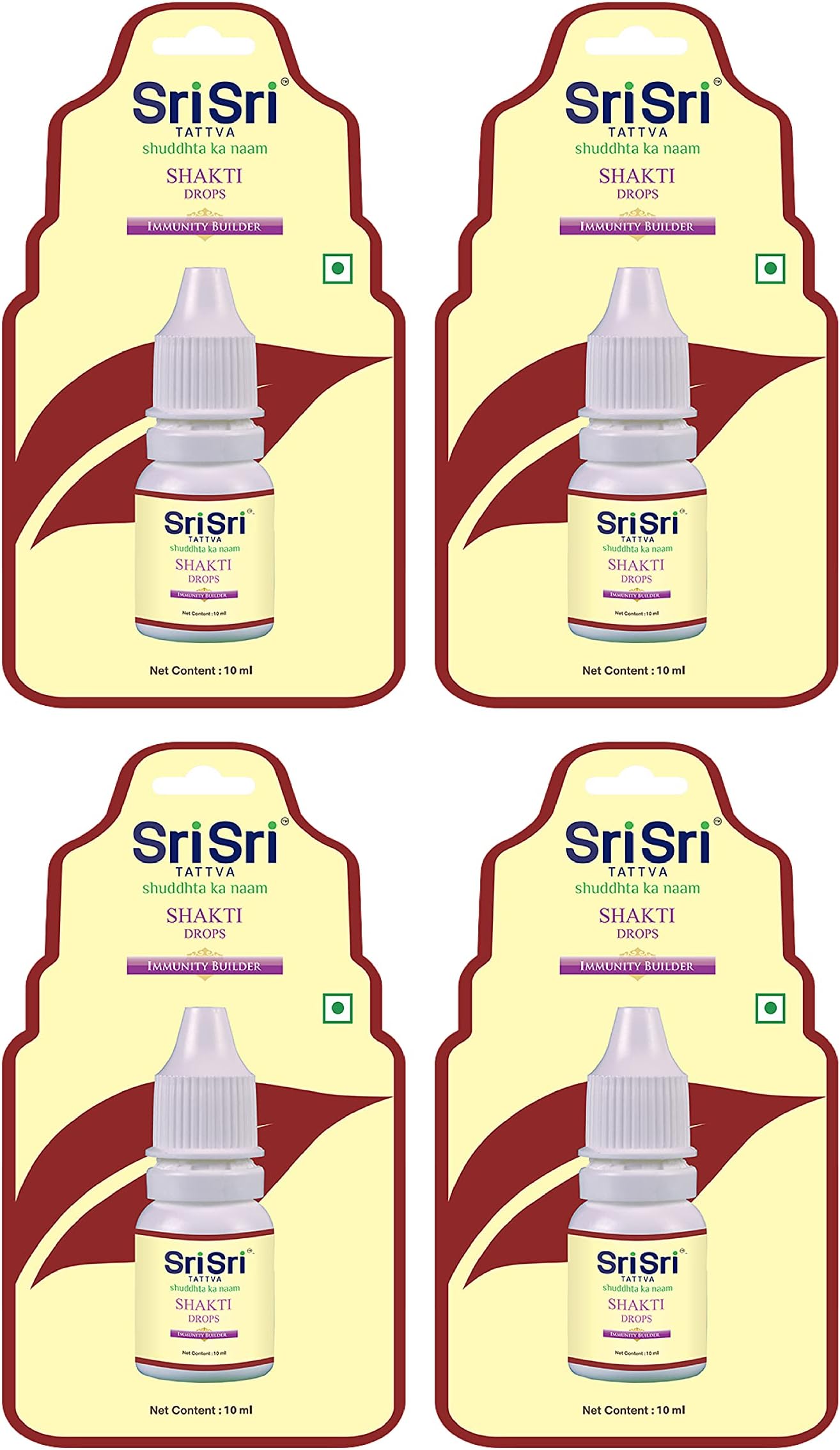 Sri Sri TATTVA shuddhta ka naam Shakti Drops - Ayurvedic Immunity Booster For Adults & Kids - Natural Drops For Strength & Stamina - Relief From Cough, Cold & Sore Throat - 10Ml (Pack Of 4)