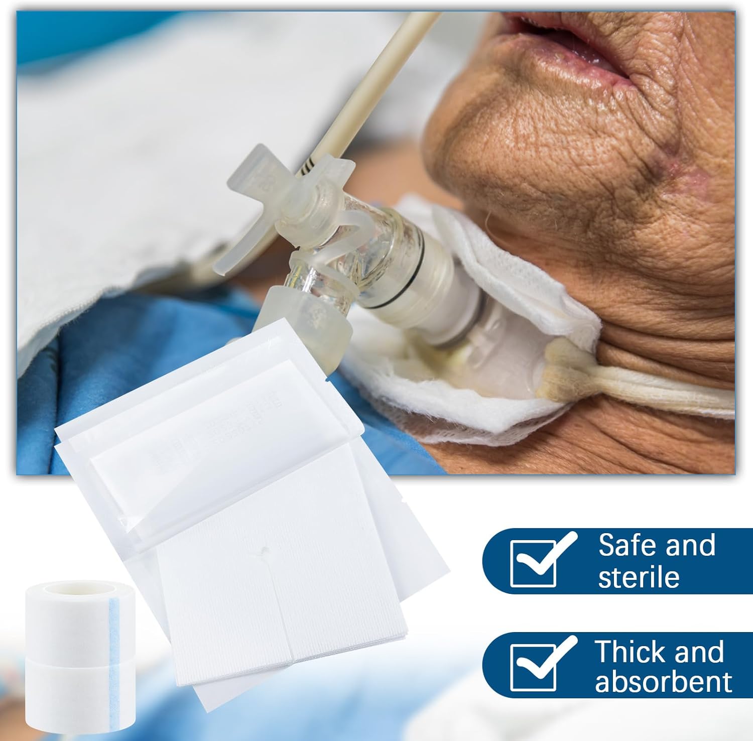 Timgle 400 Pcs 4" x 4" Split Gauze Pads 6 Ply Split Drain Sponge Gauze Non Woven Slit Bandage Sponges with Tape for Wound Care Tubes Drains Supplies