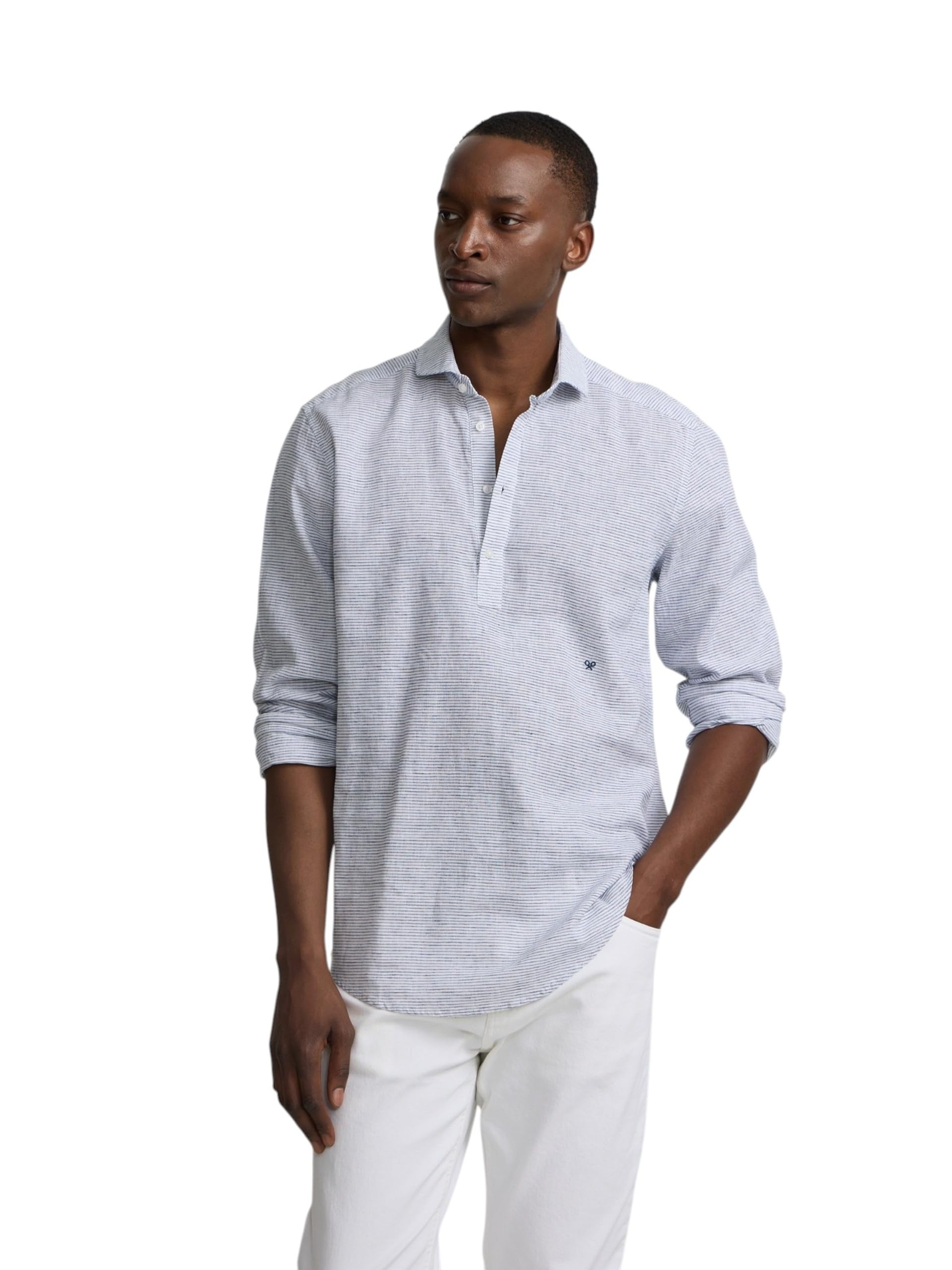 SILBON Polera Sport Lino Rayas Horizontales para Hombre