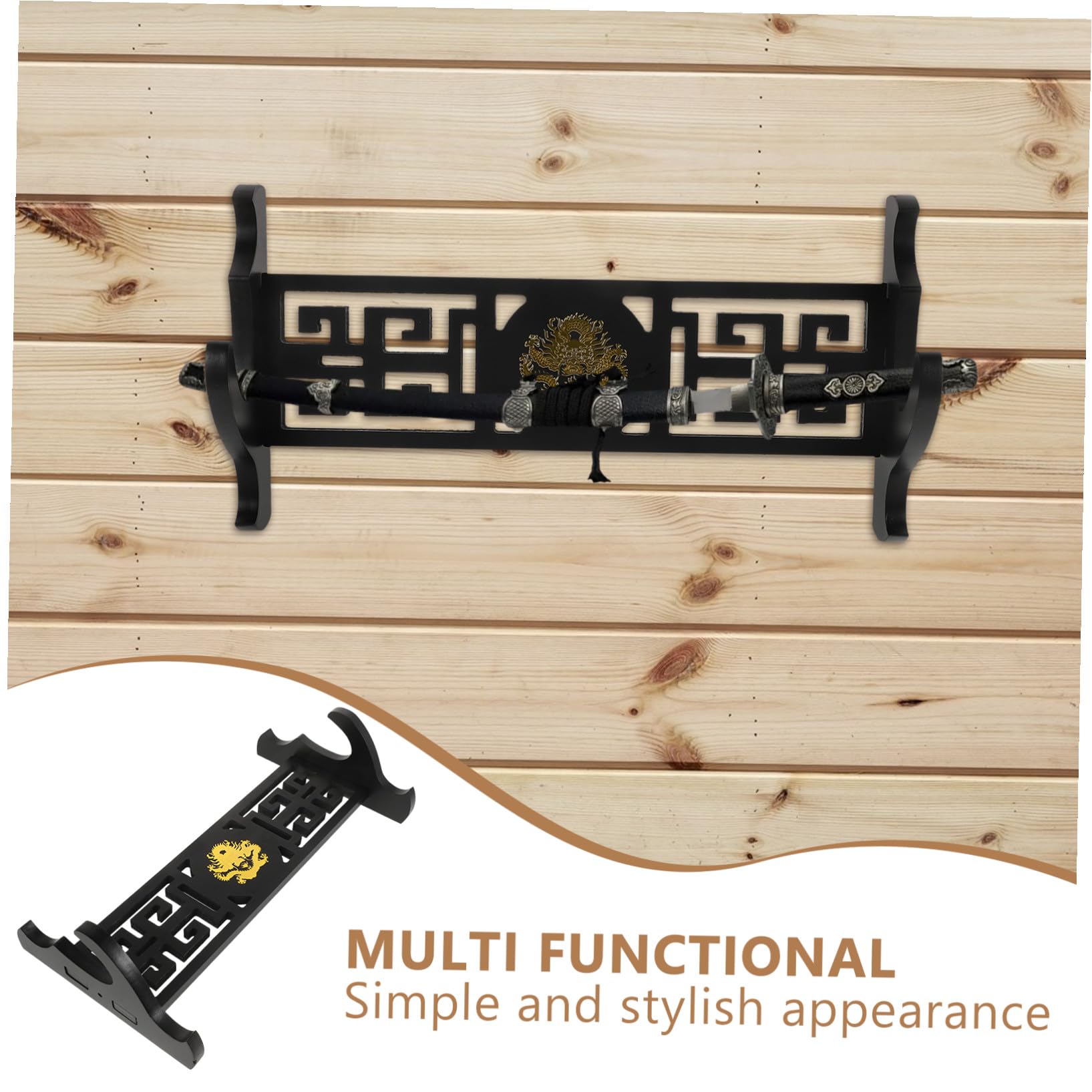 NOLITOY Soporte de Espada de Madera Negro para Pared Vertical