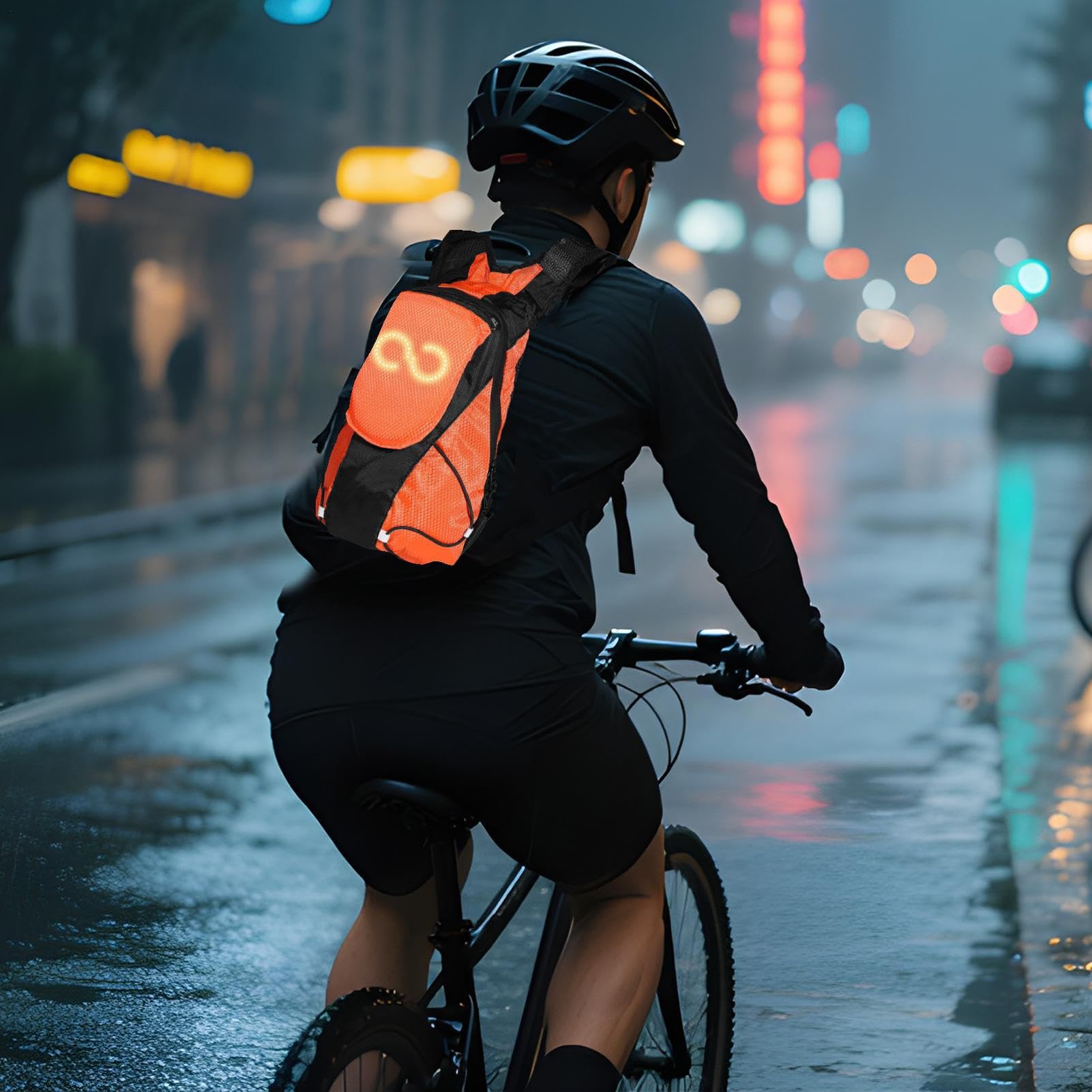 Generico Motorrad Rucksack LED Leuchttasche Rucksack Glow Multifunktionaler Rucksack für Urban Wandern Reisen Camping Radfahren Frauen Männer, Orange, riferimento alla descrizione, Siehe