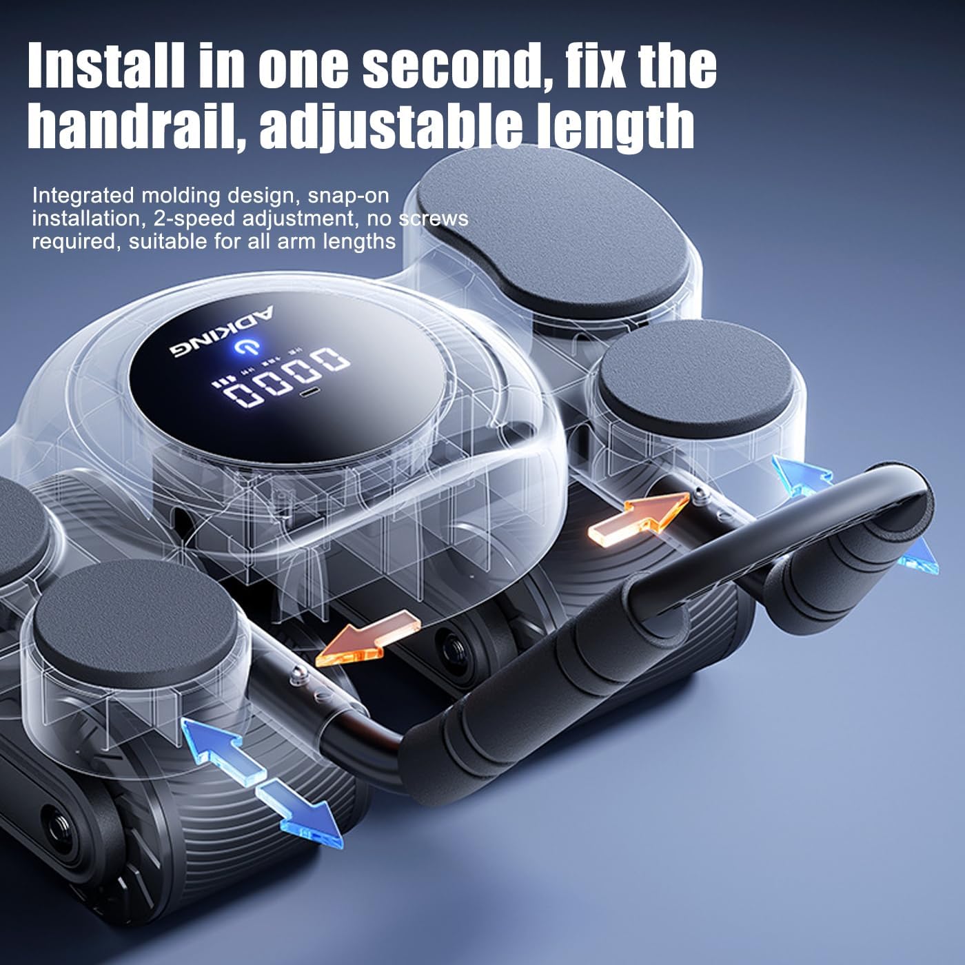 Pantalla Digital AB Roller con Contador de calorías y Rebote automático: Rueda Abdominal Inteligente con Soporte de Codo - Equipo de Entrenamiento de núcleo para el hogar para Gimnasia Fitness