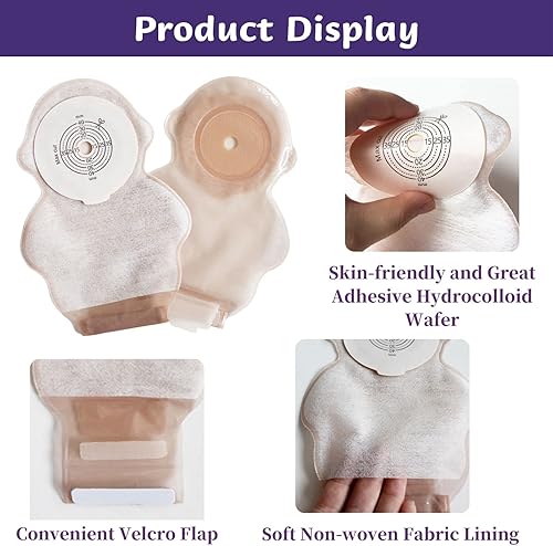 Miniatura 3 de Bolsa de colostomía para niños, bolsas de ostomía de una pieza, cierre de velcro, bolsas drenables, suministros de ostomía para niños, ileostomía,